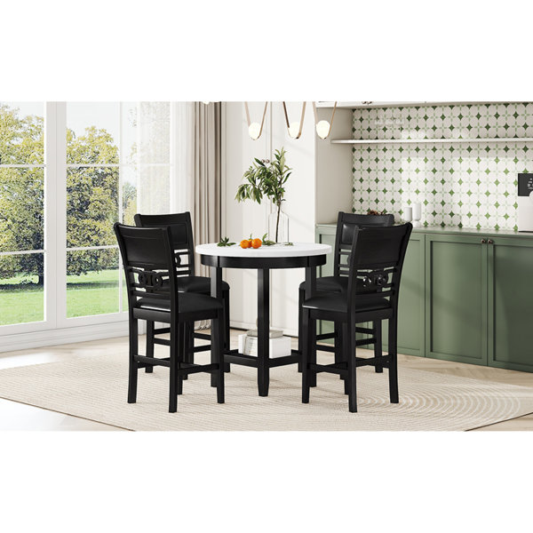 Red Barrel Studio® Burg 5 - Piece Faux Marble Top Dining Set | Wayfair